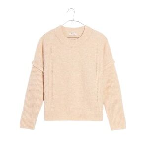 NWT Madewell Women's 4X Beige Alpaca Wool Blend Crew Neck Havener Cozy Sweater